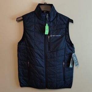 Men's Free Country FreeCycle Stimson Puffer Vest, Lightweight, Dark Navy - NWTs